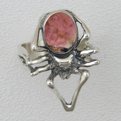 Sterling Silver Spider Ring With Rhodocrosite Size 7